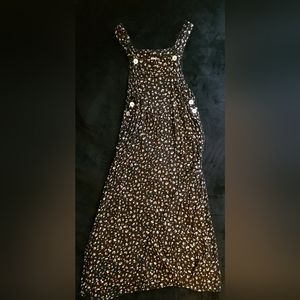 Vintage 90's Rabbit Designs Floral Maxi Bib Overall Dress